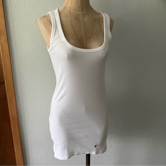 Bape Tops - BAPE Women's sz S White Long Ribbed Tank Top Red Bapesta Star Bathing Ape Japan